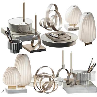 现代饰品摆件 书籍 蜡烛 台灯